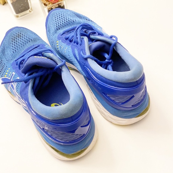 ASICS | Gel Cummulus 24 Blue Lime Green Running Workout Walking Sneakers SIZE 9 - Picture 5 of 7